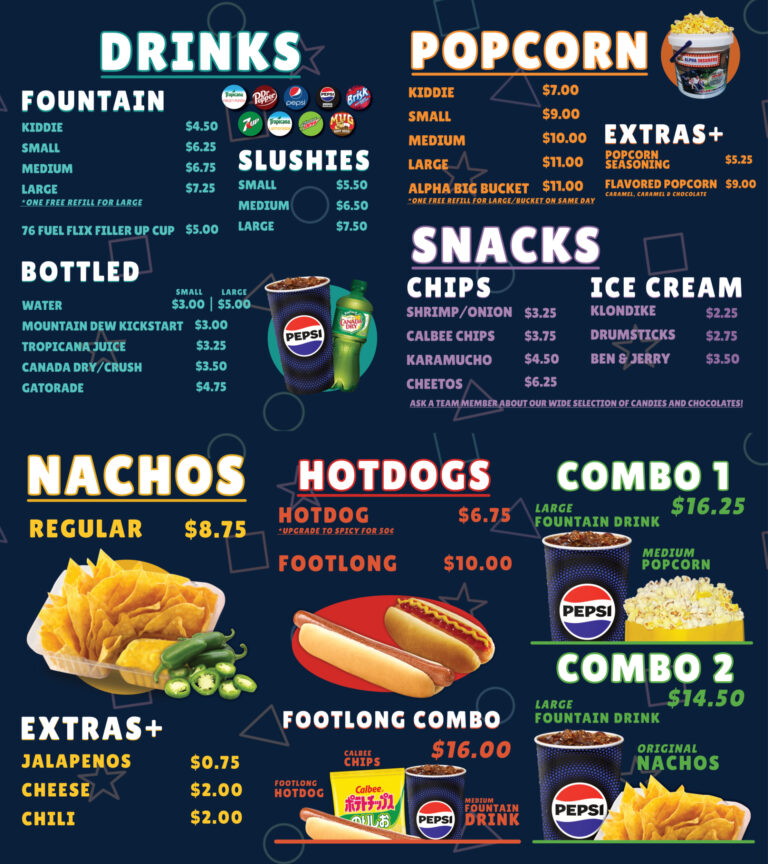 Snack Bar Menu
